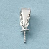 Rhodium Plated 925 Sterling Silver Cup Pearl Bail Pin Pendants STER-P008-02-2