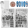 2Pcs 304 Stainless Steel DIY Nail Art Templates MRMJ-PH0003-12-1