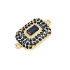 Brass Micro Pave Cubic Zirconia Connector Charms CU-CBAAB9C-01G-04-2