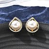 Teardrop Brass Micro Pave Clear Cubic Zirconia Stud Earrings EJEW-C154-04G-1