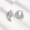 Brass Micro Pave Clear Cubic Zirconia Flat Round Hoop Earrings EJEW-K318-04A-P-3