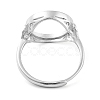 Flat Round Adjustable 925 Sterling Silver Ring Components STER-G042-07P-3