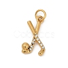 304 Stainless Steel Micro Pave Cubic Zirconia Pendants STAS-D305-02G-C-1