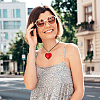 5Pcs 5 Colors Heart Glass Pendant Necklaces Set with Waxed Cord for Women NJEW-FI0001-05-6