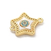Brass Micro Pave Clear Cubic Zirconia Connector Charms KK-M303-04G-09-2