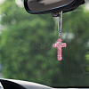 Polymer Clay Rhinestone Cross Pendant Alloy Chain Necklaces NJEW-CN0001-16C-7