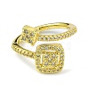 Brass with Cubic Zirconia Open Cuff Ring RJEW-B051-04G-2