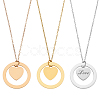 3Pcs 3 Colors 304 Stainless Steel Pendant Necklaces NJEW-BC0001-12-1