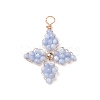 2Pcs 2 Colors Dyed Natural Freshwater Shell Beaded Pendants PALLOY-JF01910-2
