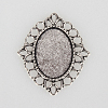 Tibetan Style Alloy Pendant Cabochon Settings TIBEP-N003-27AS-1