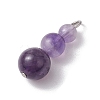 Natural Amethyst Round Beaded Pendants PALLOY-JF02867-10-3