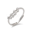 Constellations Rhodium Plated 925 Sterling Silver Micro Pave Clear Cubic Zirconia Adjustable Rings for Women RJEW-P130-01P-A-4