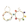 2Pcs 2 Style Synthetic Turquoise Starfish Charm Bracelets Set BJEW-TA00354-1