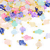 90Pcs 9 Colors Cross Transparent Spray Paint Glass Pendants PALLOY-TAC0169-3