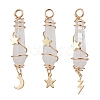 3Pcs 3 Styles Natural Quartz Crystal Pointed Copper Wire Wrapped Faceted Bullet Big Pendants PALLOY-JF03572-01-1