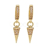 Clear Cubic Zirconia Cone Drop Huggie Hoop Earrings EJEW-SW00005-09-1