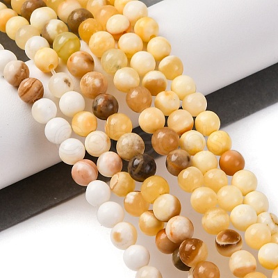 Natural Yellow Jade Beads Strands G-F591-17-6MM-1