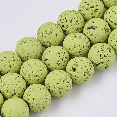 Spray Painted Natural Lava Rock Beads Strands X-G-N0324-C-08-1
