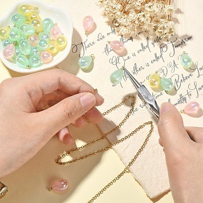 40Pcs 4 Colors Rainbow Iridescent Plating Acrylic Pendants MACR-CJ0001-59-1
