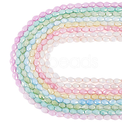 8Strands 8 Colors Anti-Tarnish Electroplate Glass Beads Strands GLAA-TA0003-79-1