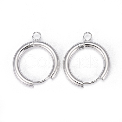 201 Stainless Steel Huggie Hoop Earring Findings STAS-P283-01G-S-1