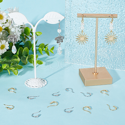 8 Pairs 2 Colors Brass Earring Hooks KK-BBC0008-12-1