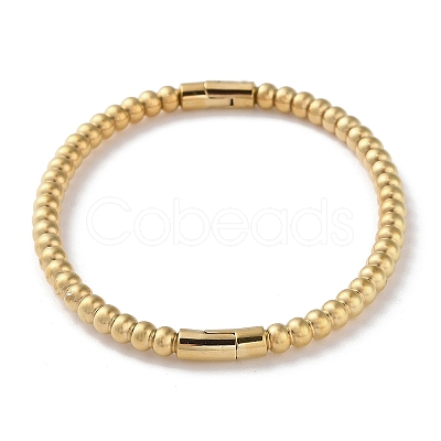 Rack Plating Brass Round Beaded Hinged Bangles BJEW-M039-05G-1