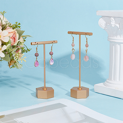 6 Sets 2 Styles Alloy T Bar Single Dangle Earring Display Stands EDIS-DR0001-12-1