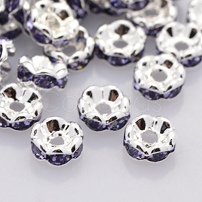 Brass Rhinestone Spacer Beads RB-A014-L6mm-18S-1