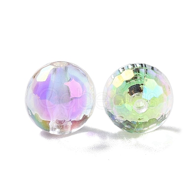 UV Plating Rainbow Iridescent Acrylic Beads OACR-H112-16B-1