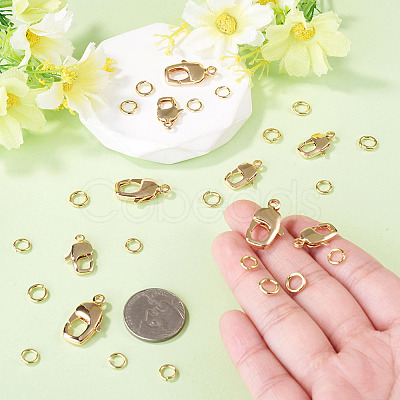 10Pcs 2 Styles Brass Lobster Claw Clasps KK-TA0009-15-1