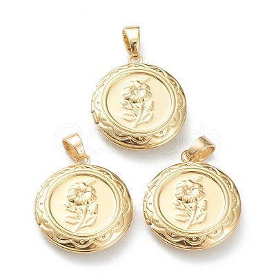 Brass Locket Pendants KK-P199-07G-1