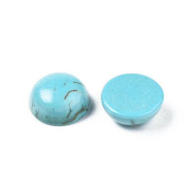 Craft Findings Dyed Synthetic Turquoise Gemstone Flat Back Dome Cabochons TURQ-S266-8mm-01-1