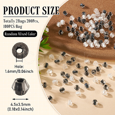 2Bags 200Pcs Transparent Glass Beads GLAA-TA0003-44G-1