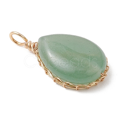 Natural Green Aventurine Pendants PALLOY-JF04776-02-1
