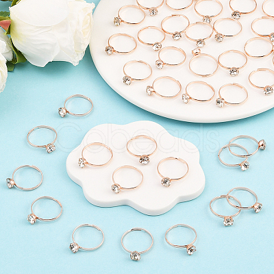 40Pcs Adjustable Alloy Rhinestone Finger Rings for Women RJEW-SP0001-02RG-1