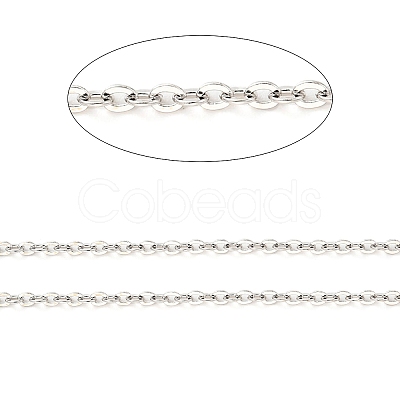 Anti-Tarnish Rhodium Plated 925 Sterling Silver Flat Cable Chains STER-F052-04P-1