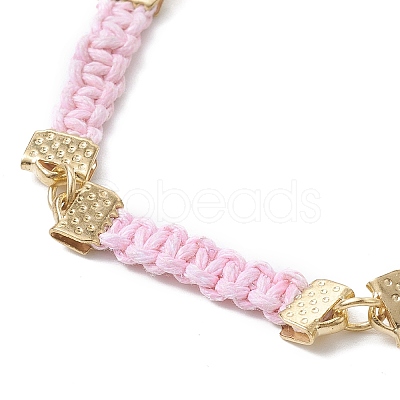Braided Waxed Polyester Rectangle Link Chain Bracelets BJEW-JB10000-02-1