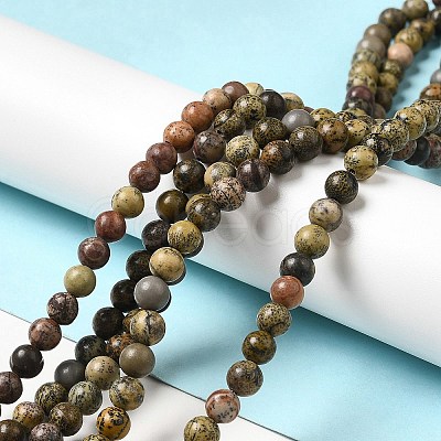Natural Dendritic Jasper Beads Strands G-D481-16-1