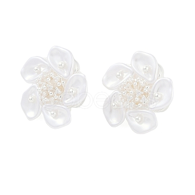 Flower Brass Stud Earring EJEW-L288-006S-1