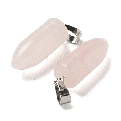 Natural Rose Quartz Pointed Pendants G-B127-18P-09-1