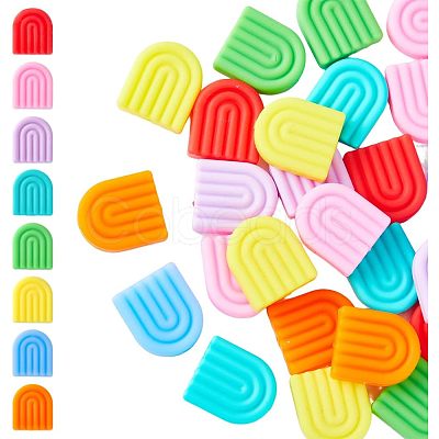 HOBBIESAY 32Pcs 8 Colors Silicone Beads SIL-HY0001-04-1