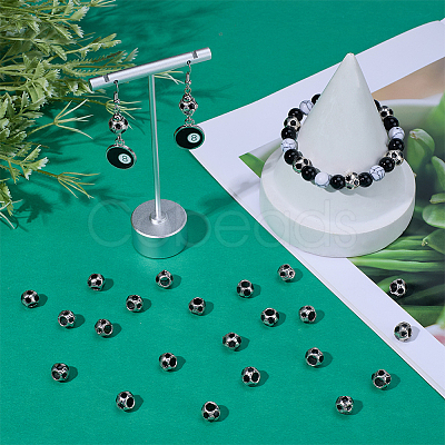 30Pcs Large Hole FootBall/Soccer Ball Alloy Enamel European Beads MPDL-SC0001-12-1