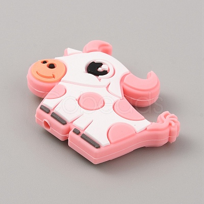 Cow Silicone Beads SIL-WH0010-17A-1
