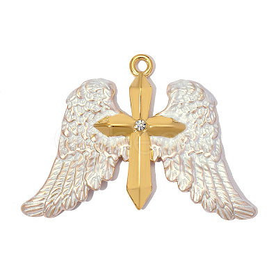 304 Stainless Steel with White Enamel Pendants SA-OY002-25G-01-1