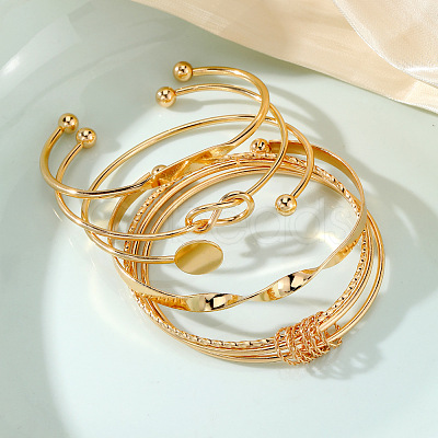 5Pcs 5 Styles Alloy Bangles WG70F83-01-1