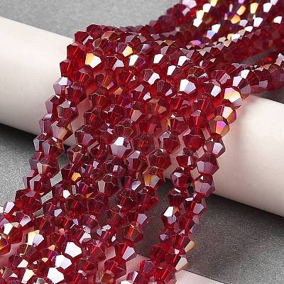 Transparent Electroplate Glass Beads Strands GLAA-F029-4mm-A27-1