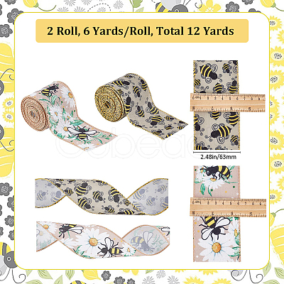 2 Rolls 2 Patterns Insect Theme Polyester Ribbon OCOR-GF0002-58A-1