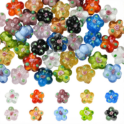 40Pcs 10 Colors Handmade Lampwork Beads LAMP-PA0001-10-1