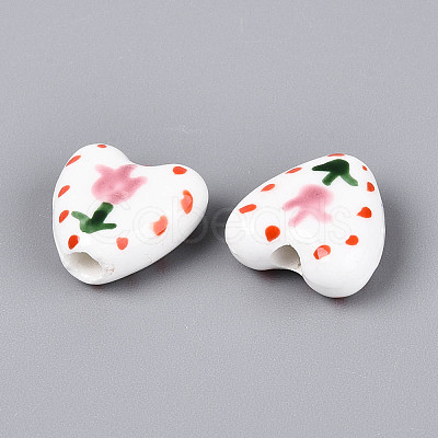 Hand Painted Tulip Flower Porcelain Ceramic Beads PORC-T134-28A-1